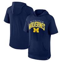 T-shirt à capuche manches courtes et raglan pour homme, bleu marine, Michigan Wolverines, Fanatics