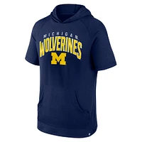 Men's Fanatics Navy Michigan Wolverines Double Arch Raglan Short Sleeve Hoodie T-Shirt