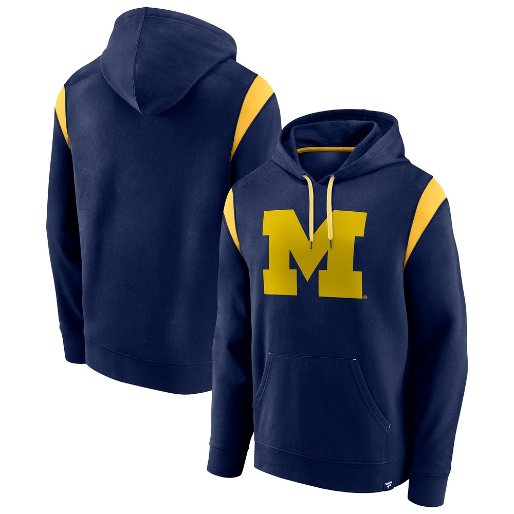 Sweat à capuche bleu marine Michigan Wolverines Gym Rat de marque Fanatics pour hommes