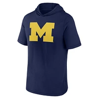 T-shirt à capuche avec logo principal Fanatics Navy Michigan Wolverines pour hommes