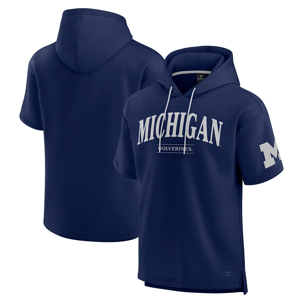 Sweat à capuche manches courtes pour homme Fanatics Navy Michigan Wolverines Ready