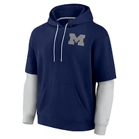 Sweat à capuche élégant pour homme Fanatics bleu marine Michigan Wolverines