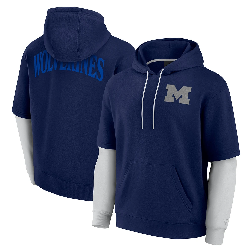 Men's Fanatics Navy Michigan Wolverines Sleek Pullover Hoodie