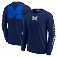 T-shirt à manches longues pour homme Fanatics bleu marine Michigan Wolverines Strive