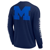 T-shirt à manches longues pour homme Fanatics bleu marine Michigan Wolverines Strive