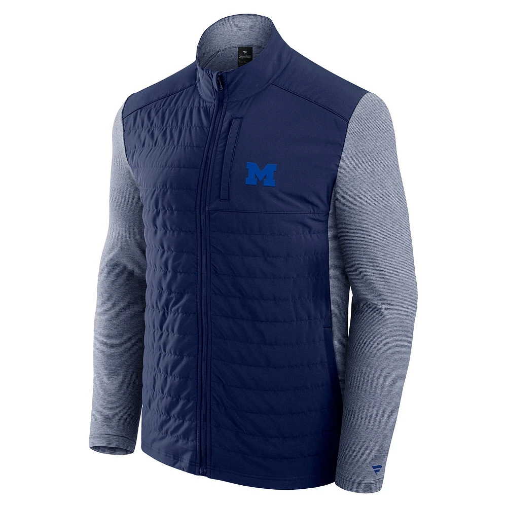 Veste zippée entièrement ton sur avec logo principal bleu marine Michigan Wolverines Fanatics pour homme