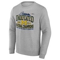 Men's Fanatics Steel Michigan Wolverines College Football Playoff 2023 National Champions Hometown Crewneck Pullover Sweatshirt