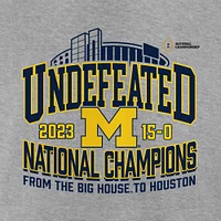 Men's Fanatics Steel Michigan Wolverines College Football Playoff 2023 National Champions Hometown Crewneck Pullover Sweatshirt