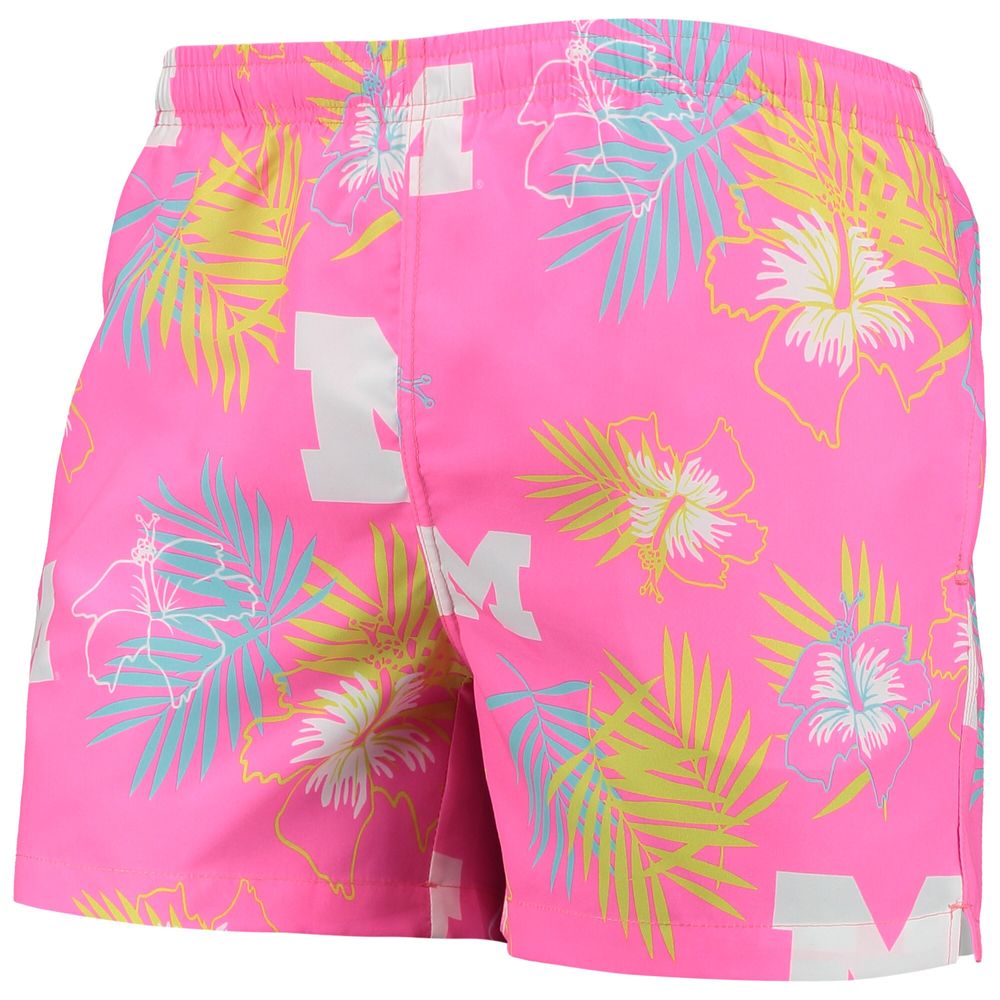 Men's FOCO Pink Michigan Wolverines Neon Floral Swim Trunks