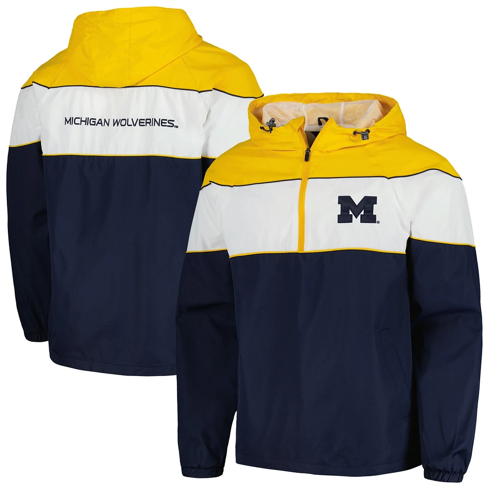 Veste à capuche raglan demi-zip G-III Sports by Carl Banks pour hommes, bleu marine, Michigan Wolverines Center Line