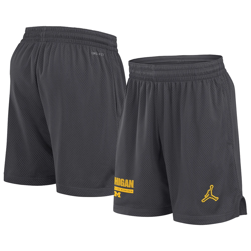 Men's Jordan Brand Anthracite Michigan Wolverines 2024 Sideline Performance Mesh Shorts