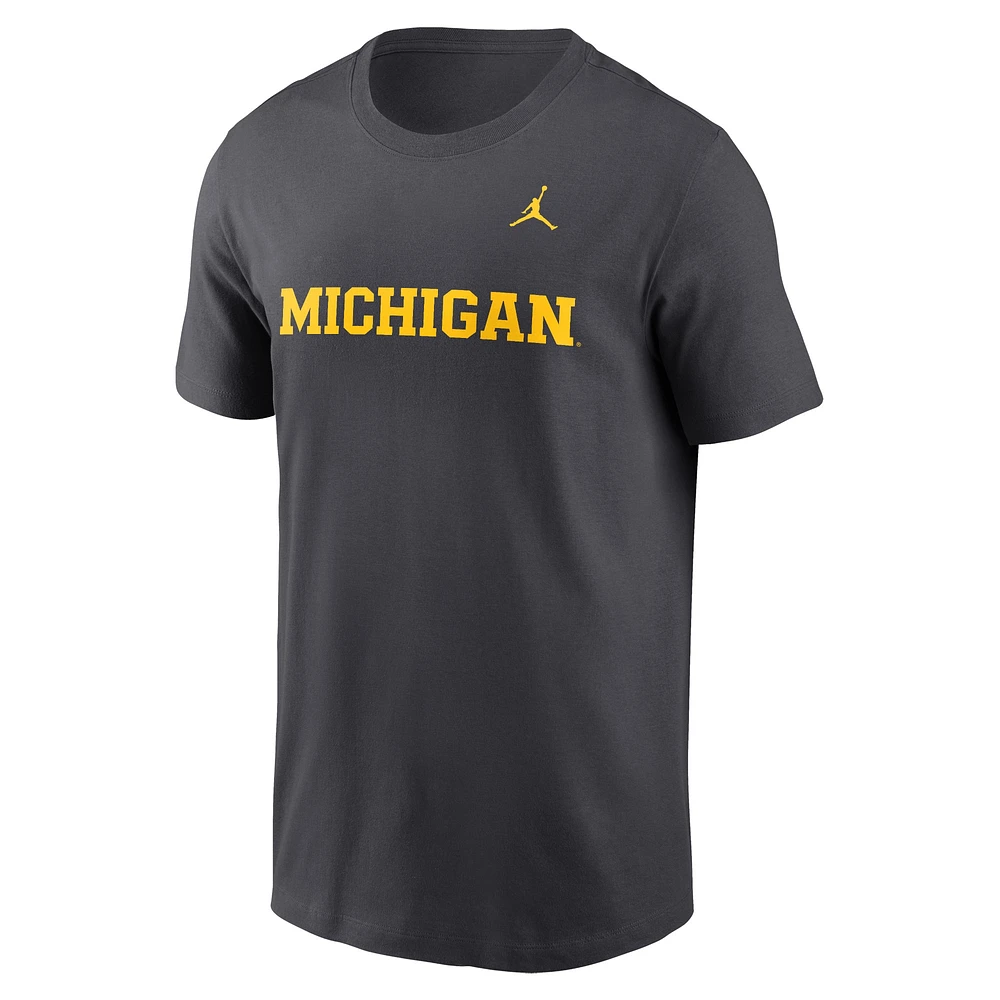 Men's Jordan Brand Anthracite Michigan Wolverines Primetime Wordmark T-Shirt