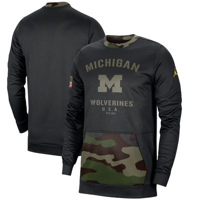 Men's Jordan Brand Black/Camo Michigan Wolverines Military Appreciation Performance Pullover Sweatshirt