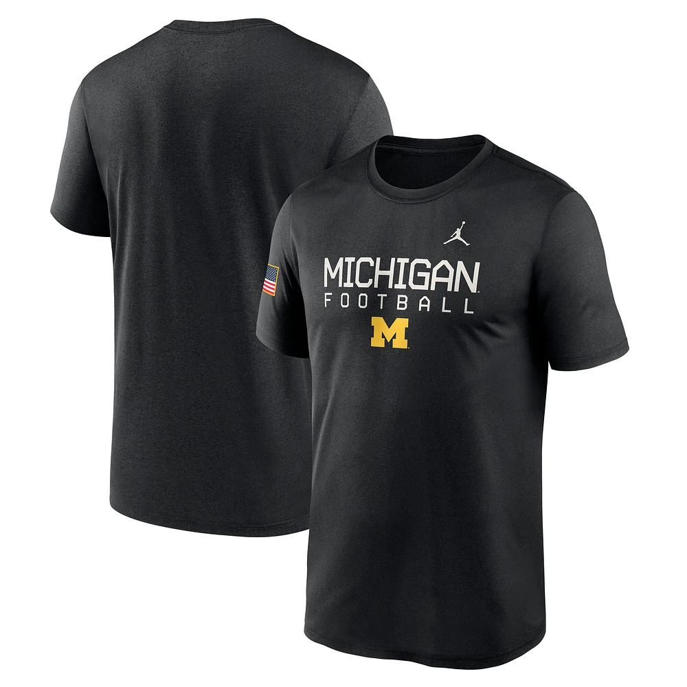 T-shirt Jordan Brand Michigan Wolverines 2024 Military Appreciation Legend Performance pour homme noir