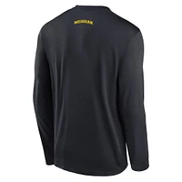 Men's Jordan Brand Black Michigan Wolverines On-Court Basketball Shootaround Performance Long Sleeve T-Shirt