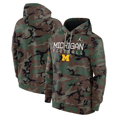 Sweat à capuche en polaire camouflage Jordan Brand Michigan Wolverines 2024 Military Appreciation Club pour homme