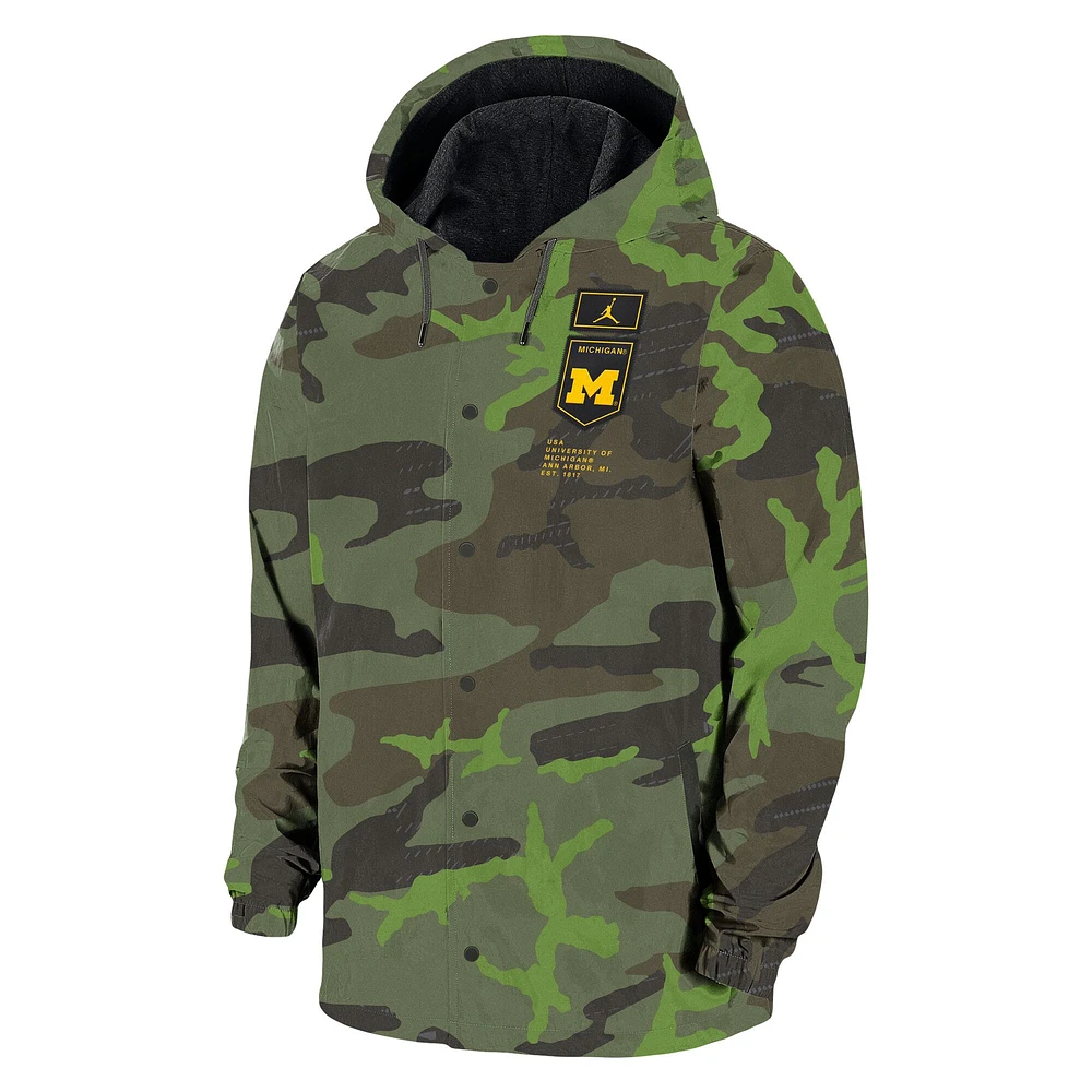 Veste à capuche bouton-pression Jordan Brand Camo Michigan Wolverines pour hommes