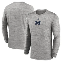 Men's Jordan Brand Gray Michigan Wolverines 2025 Sideline Velocity Performance Long Sleeve T-Shirt