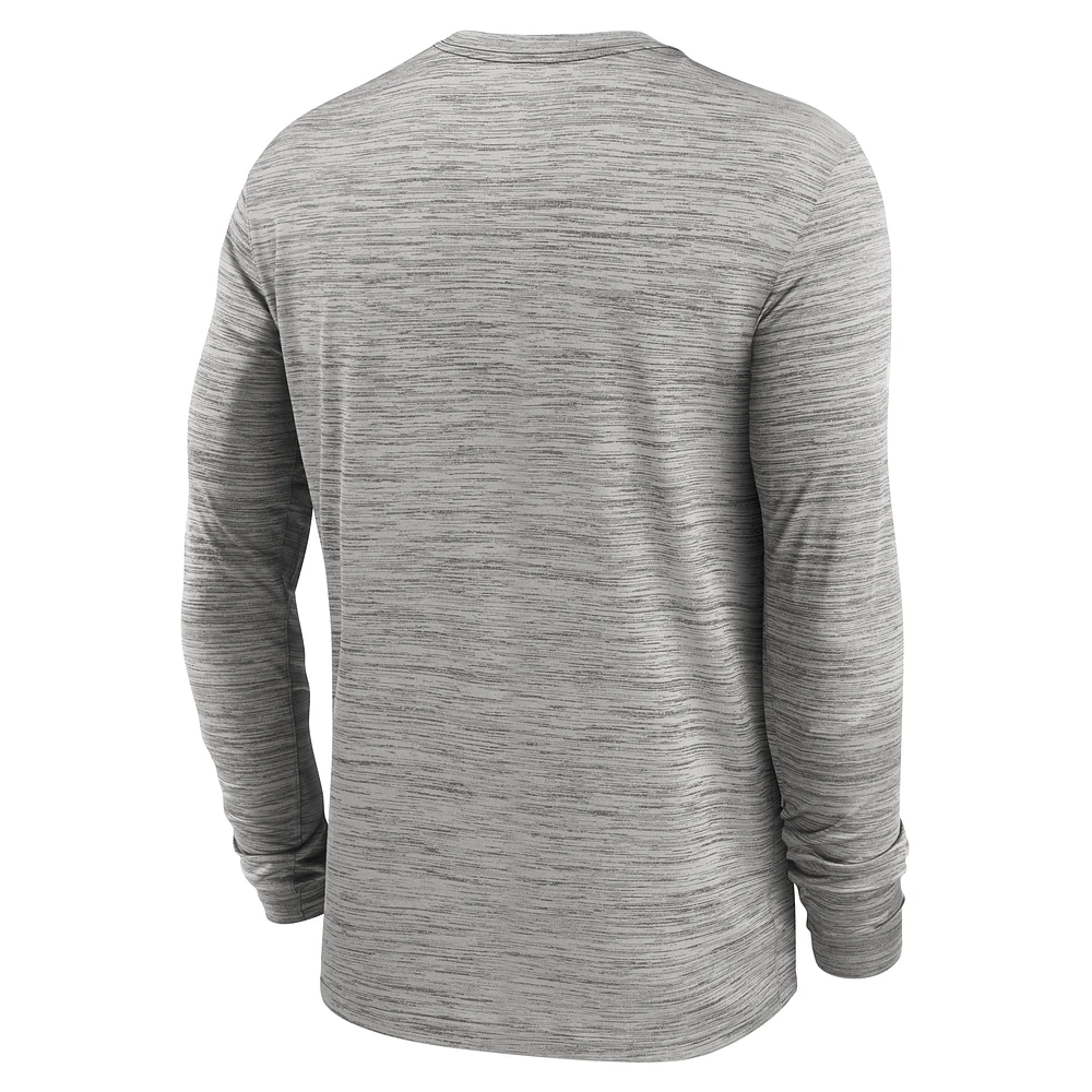 Men's Jordan Brand Gray Michigan Wolverines 2025 Sideline Velocity Performance Long Sleeve T-Shirt