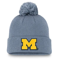 Bonnet en tricot à revers standard Jordan Brand gris pour homme, avec pompon, Michigan Wolverines