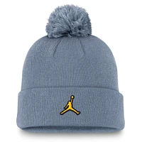 Bonnet en tricot à revers standard Jordan Brand gris pour homme, avec pompon, Michigan Wolverines