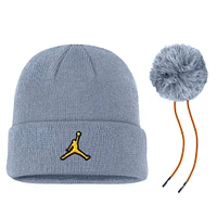 Bonnet en tricot à revers standard Jordan Brand gris pour homme, avec pompon, Michigan Wolverines