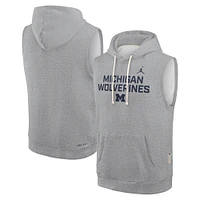 Men's Jordan Brand Heather Gray Michigan Wolverines 2025 Sideline Performance Sleeveless Pullover Hoodie