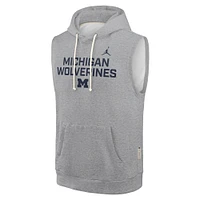 Men's Jordan Brand Heather Gray Michigan Wolverines 2025 Sideline Performance Sleeveless Pullover Hoodie