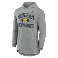 T-shirt à manches longues et capuche Michigan Wolverines Blitz pour homme de la marque Jordan Heather Grey