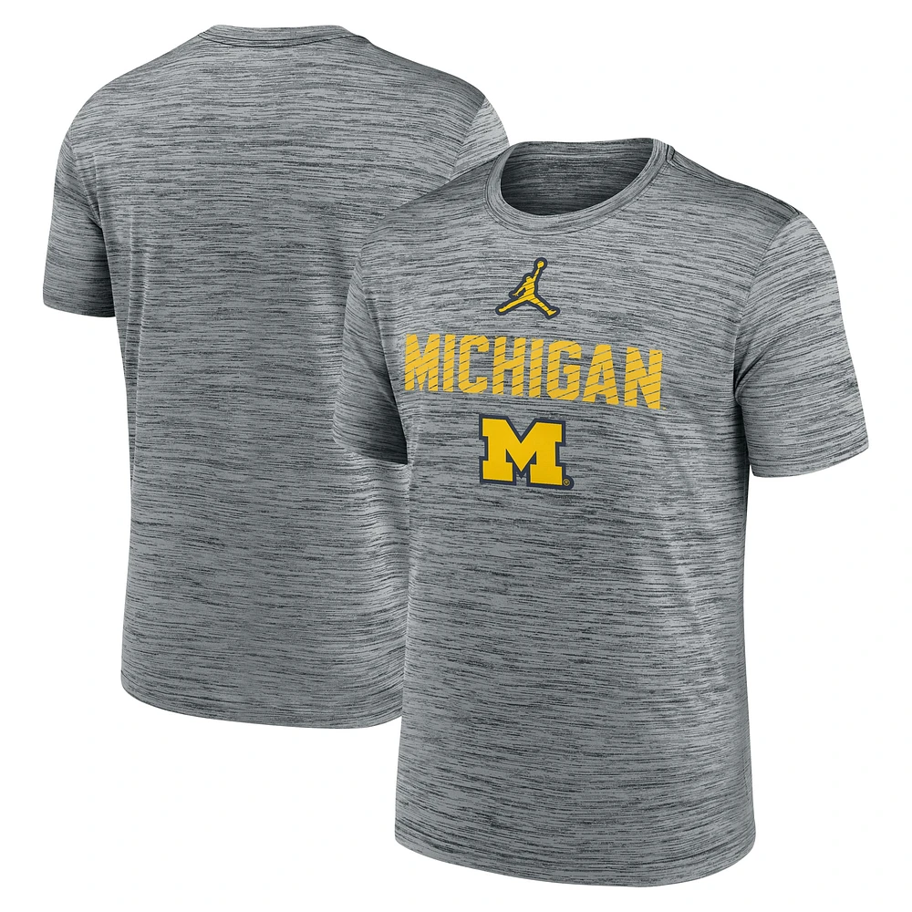 Men's Jordan Brand Heather Gray Michigan Wolverines Campus Slant Velocity Performance T-Shirt