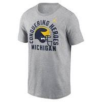 NUT MICH HEATHER GRAY MENS NIKE LOCAL FIGHT SONG COTTON SS TEE TEEMENSCR