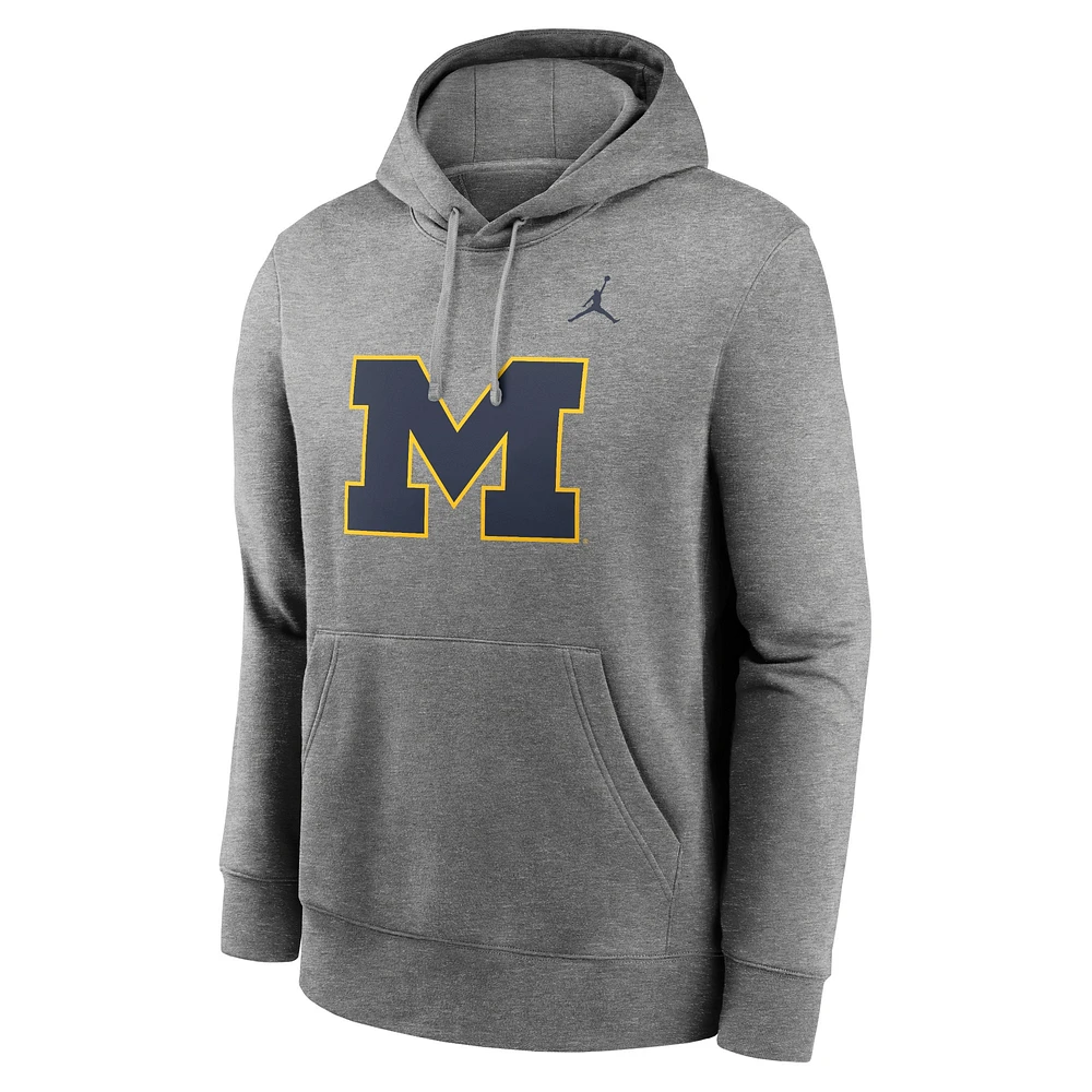 Men's Jordan Brand Heather Gray Michigan Wolverines Primetime Club Fleece Pullover Hoodie