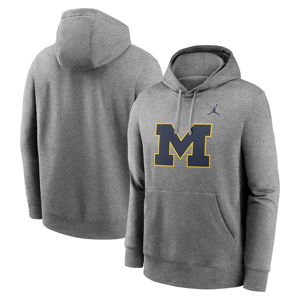 Men's Jordan Brand Heather Gray Michigan Wolverines Primetime Club Fleece Pullover Hoodie