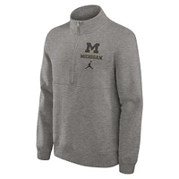 Sweat-shirt à demi-zip Jordan Brand gris chiné Michigan Wolverines Primetime Club pour homme