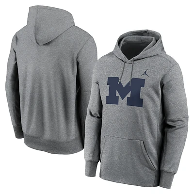 Sweat à capuche Jordan Brand Heather Grey Michigan Wolverines Primetime Endzone Performance pour homme