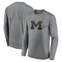 T-shirt à manches longues Jordan Brand Heather Grey Michigan Wolverines Primetime Primary Legend pour homme