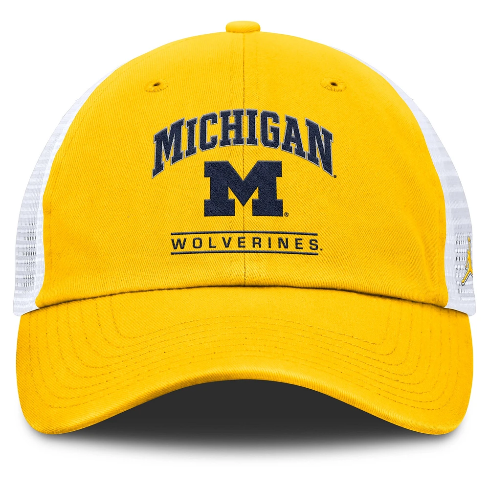 Casquette ajustable Jordan Brand pour homme, couleur maïs/blanc, Michigan Wolverines Club