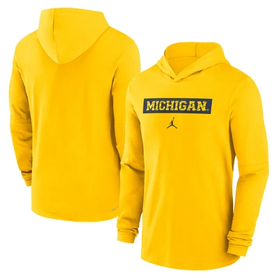 Men's Jordan Brand Maize Michigan Wolverines 2024 Sideline Hoodie Performance Long Sleeve T-Shirt