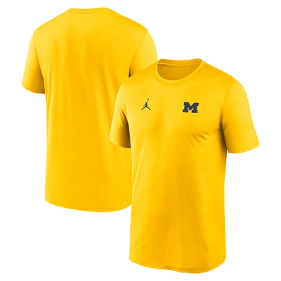 Men's Jordan Brand Maize Michigan Wolverines 2025 Sideline Small Logo Legend Performance T-Shirt