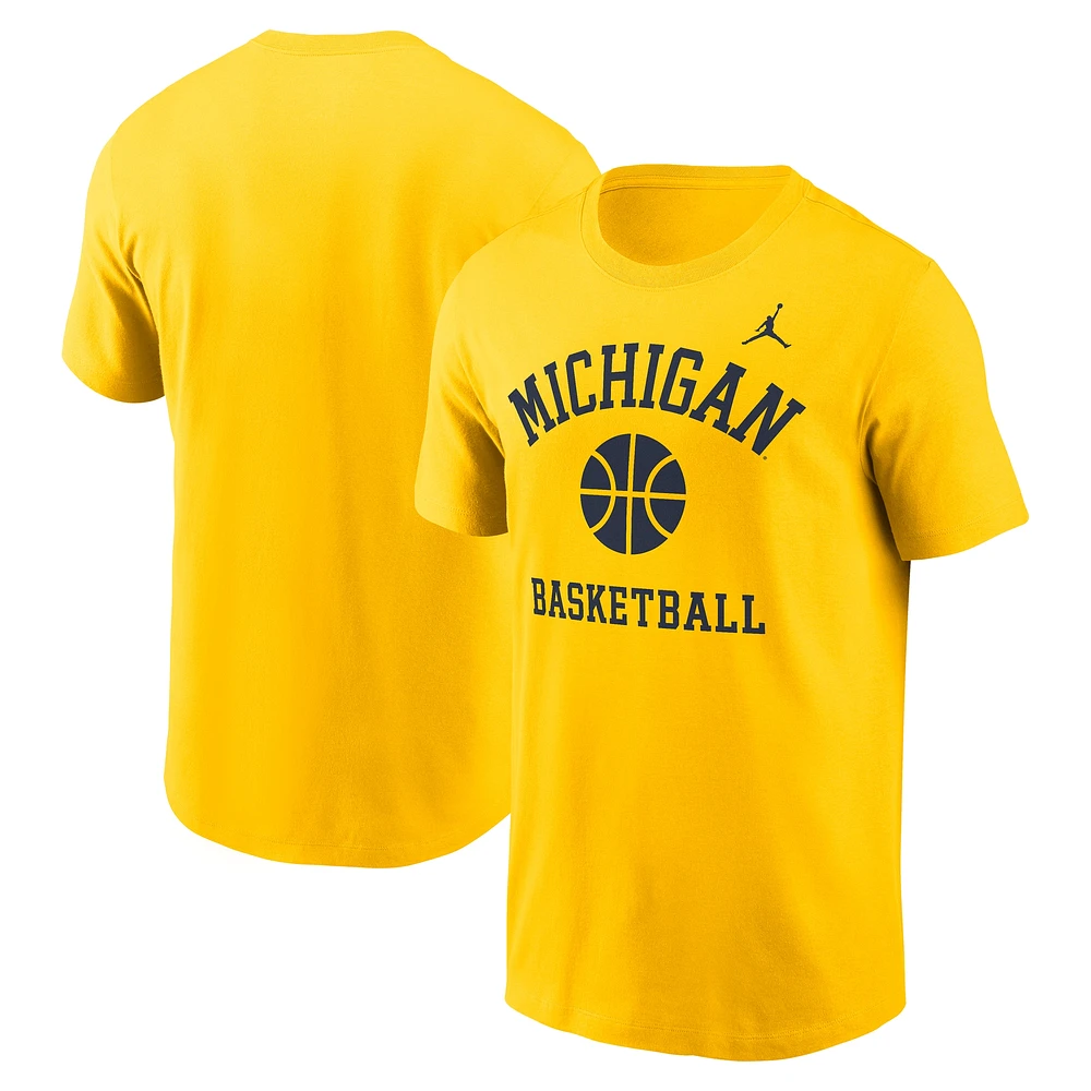 T-shirt Jordan Brand Maize Michigan Wolverines pour homme avec icône de basket-ball