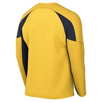 Men's Jordan Brand Maize Michigan Wolverines Basketball Shooting Raglan Long Sleeve T-Shirt