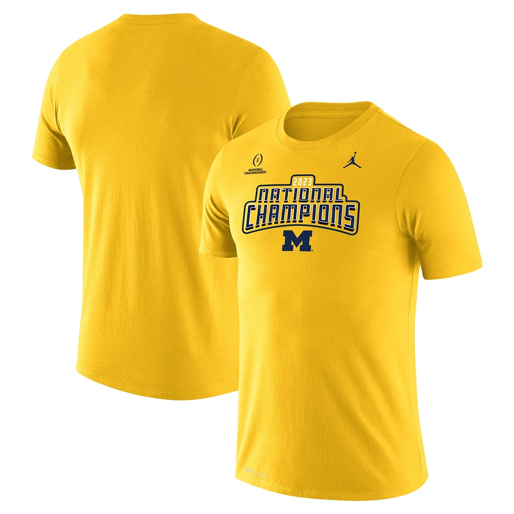 T-shirt Jordan Brand Maize Michigan Wolverines College Football Playoff 2023 pour hommes, légende des champions nationaux