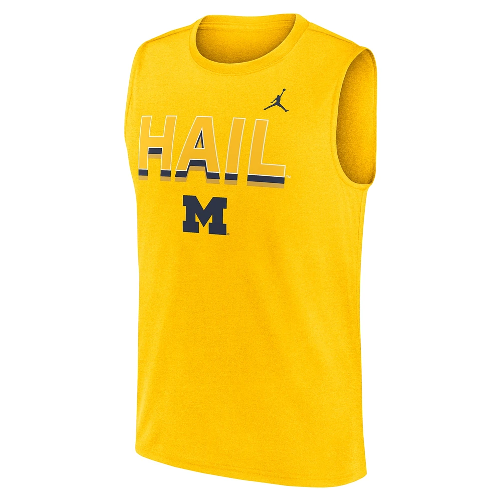 Men's Jordan Brand Maize Michigan Wolverines Primetime Tricode Legend Performance Tank Top