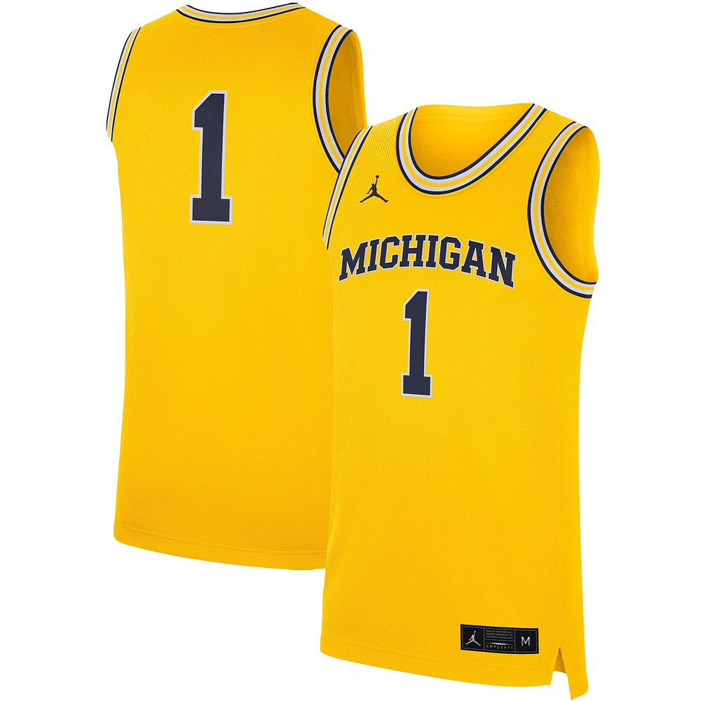 Maillot Jordan Brand Maize Michigan Wolverines réplique pour homme