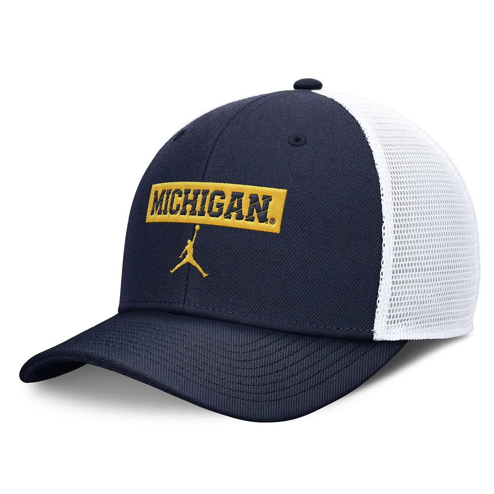 Men's Jordan Brand Michigan Wolverines Navy/White Adjustable Trucker Hat