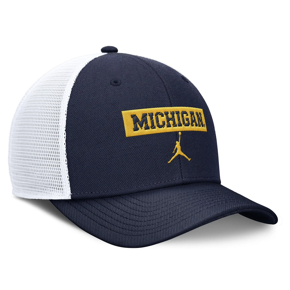 Men's Jordan Brand Michigan Wolverines Navy/White Adjustable Trucker Hat