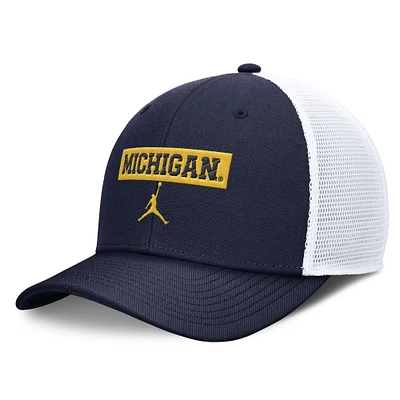 Men's Jordan Brand Michigan Wolverines Navy/White Adjustable Trucker Hat