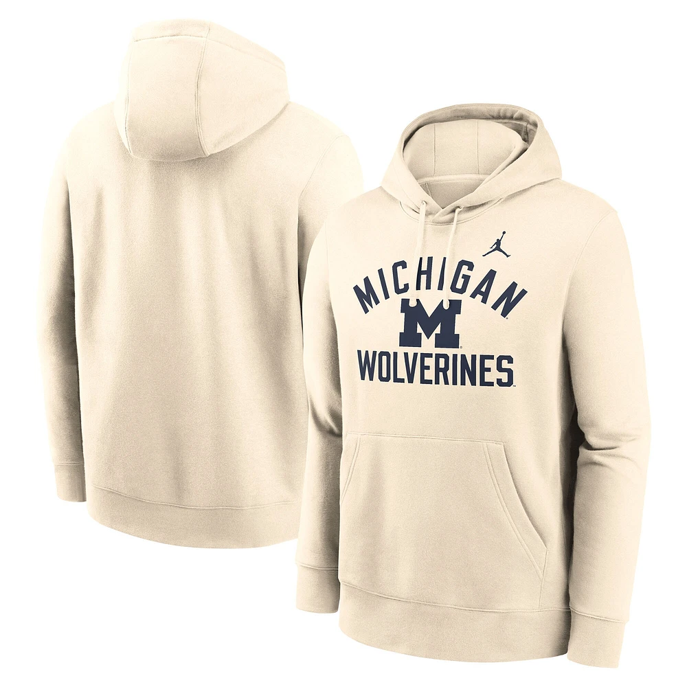 Men's Jordan Brand Natural Michigan Wolverines Arch Logo Pullover Hoodie