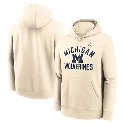 Men's Jordan Brand Natural Michigan Wolverines Arch Logo Pullover Hoodie