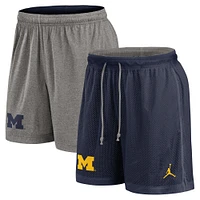 Short de joueur Jordan Brand bleu marine/gris chiné Michigan Wolverines pour homme